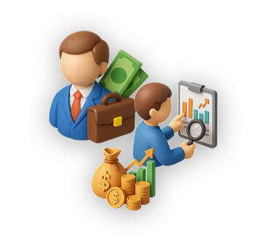 Ilustração: pessoa analisando gráficos financeiros